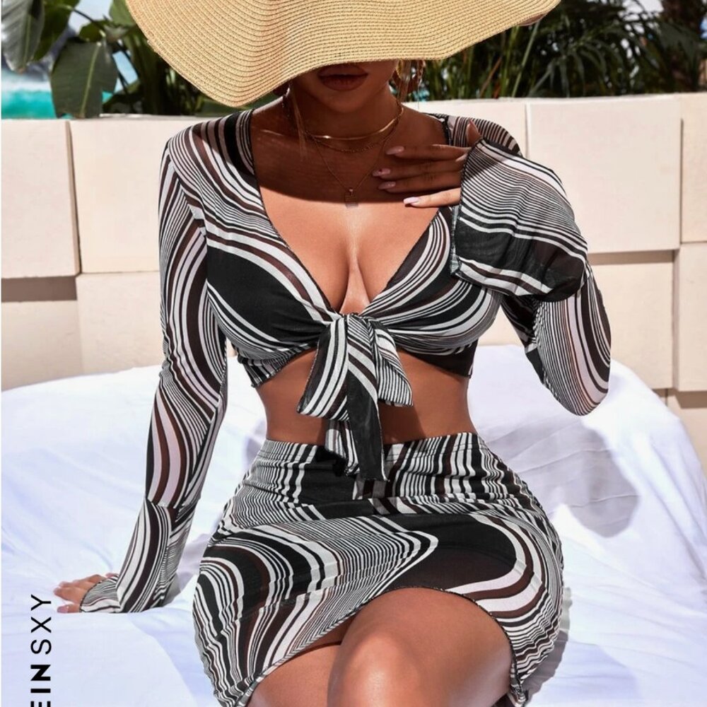 Two Piece Mesh Long Sleeve Set